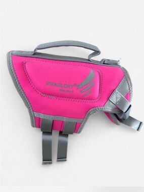 VIVAGLORY Pink Dog Life Jacket - Bright Pink with Gray Trim